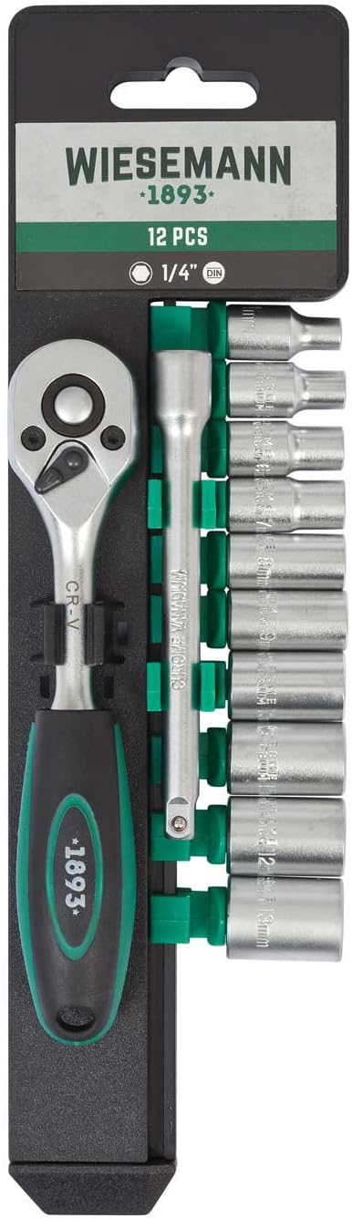 WIESEMANN 1893 Socket Wrench Set 12 pcs with 1/4" Ratchet, 4mm