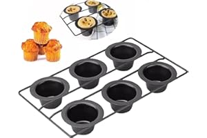 GIFZES Popover Pan for Baking, Professional 6-Cup Popover Pan Non-Stick Yorkshire Muffin Puddings Cake Quiches Cupcake Mold B