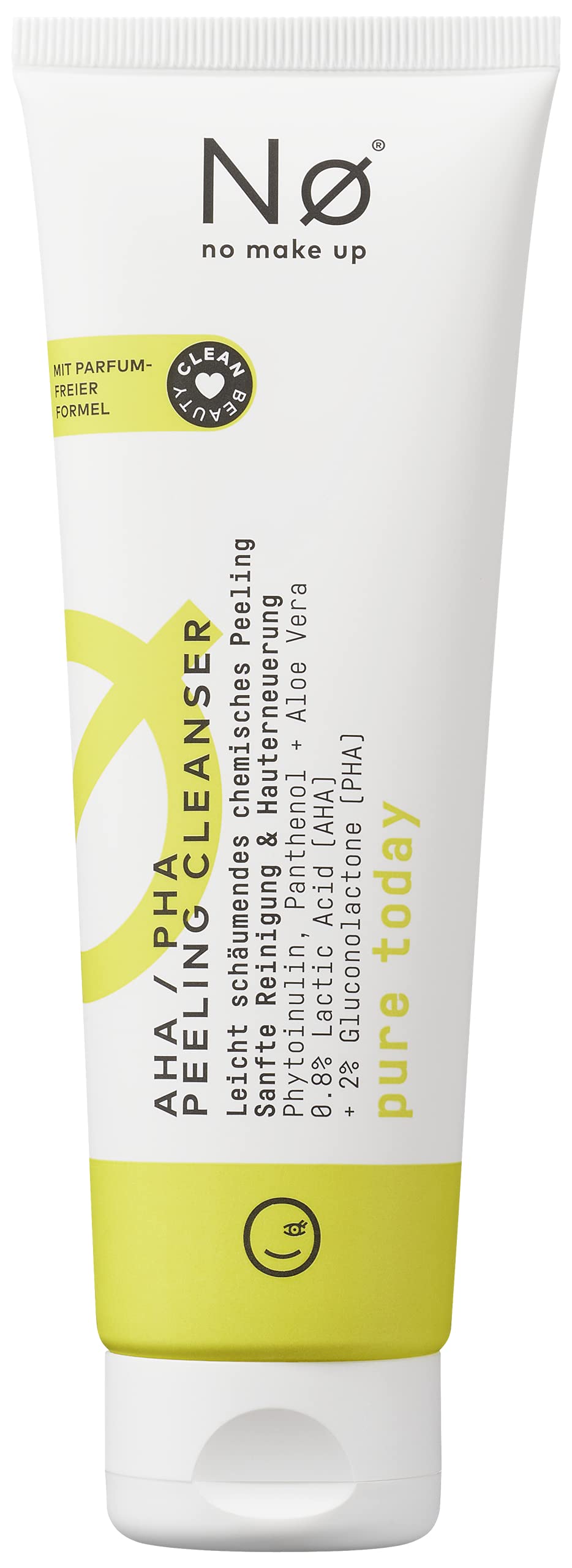 Nø Pure Today AHA PHA Exfoliating Cleanser - Chemical Face Scrub Against Blemished Skin and Pimples - Suitable for Sensitive & Oily Skin - Exfoliating Face for Men & Women yellow 125 ml