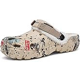FLIOZY Fur Lined Clogs for Men – Waterproof Winter Garden Shoes with Adjustable Heel Strap Warm Slip-On Mules Non-Slip Outdoor Indoor Clogs for House Yard Camping Beach Casual Wear