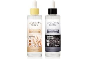 TOGOLIUN Peel Shot Glow Rice Ampoule Duo - Serums for Brightening, Exfoliating and Moisturizing. White & Black Rice Exfoliant Ampoule, Soft Exfoliating | Blackhead Remover | Pore Refining