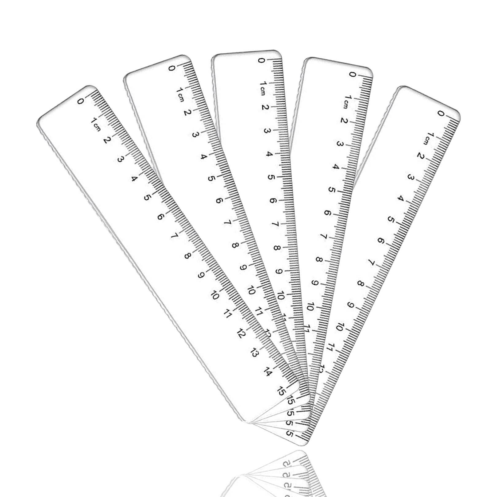 TENGEE Pack of 5 Transparent 15cm Rulers, Plastic, Flexible, Unbreakable, for School, Office, Home
