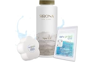Sirona 82100 Spa Up, 2 LBS – Includes My Garden Pool 20 Ct. Test Strips & Scum Sponge – Raises pH & Alkalinity for Balanced & Clear Spa Water