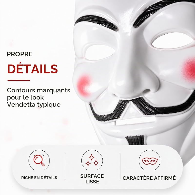 Masque Vendetta - Accessoires de déguisement pour hommes et femmes - pour le carnaval et les adultes — photo 8 sur 8