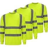 fortresswear High Visibility Safety Shirts for Men, Hi Vis Class 3 Long Sleeve Reflective Construction Shirts