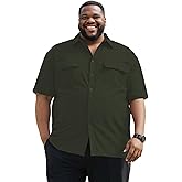 Yuyapu Big and Tall Button Down Shirt with Pockets for Men, 3XL-8XL Casual Summer Short Sleeve Shirts Soft Lightweight