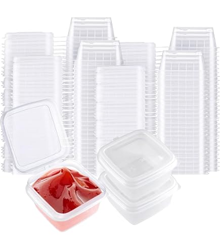 TashiBox 2 Oz 100 Sets Disposable Plastic Cups With Lids Jello Shot Cups Souffle Cups
