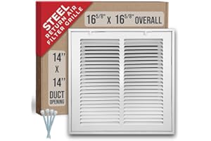 Handua 14"W x 14"H [Duct Opening Size] Steel Return Air Filter Grille (HD Series) Removable Door | for 1-inch Filters, Vent Cover Grill, White, Outer Dimensions: 16 5/8"W X 16 5/8"H for 14x14 Opening