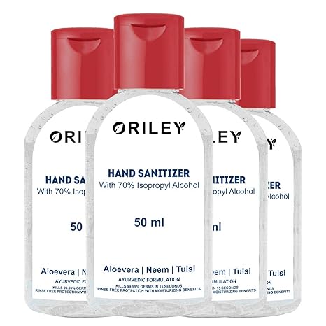 Oriley Waterless Hand Sanitizer 70 Isopropyl Alcohol Based Instant Germ Protection Sanitizing Gel Rinse Free Palm Cleaner Handrub 4 X 50ml Amazon In Industrial Scientific