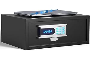 Grimtron Hotel Safe Box (1.36 cu. ft.) with Audit Function, Administrator Password, College Dorm Safe with Silent Mode, LED, and Backlit Keyboard for Documents, Laptop Safe for IPhone, Smart Watch