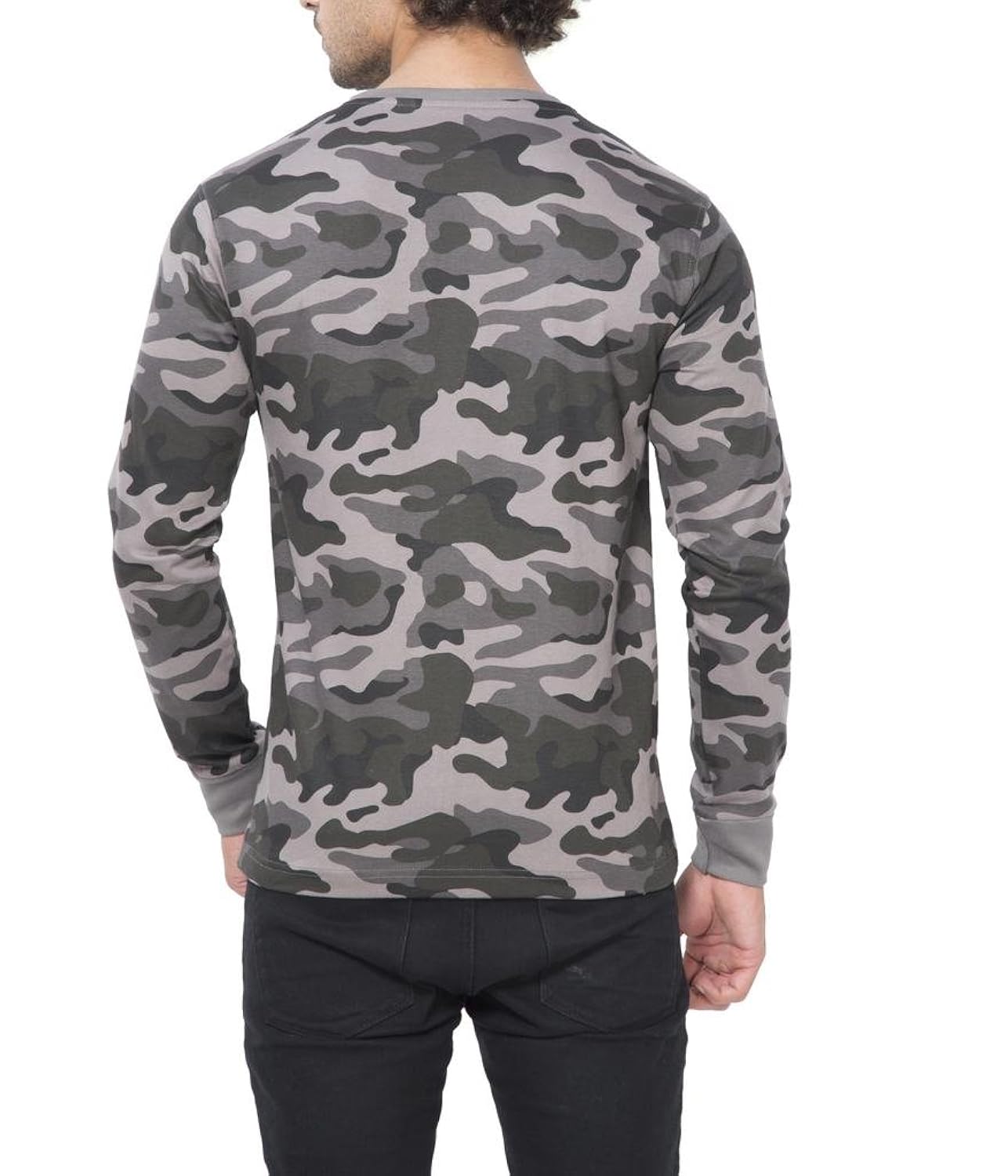 clifton men's army r-neck full sleeve t-shirt - steel grey