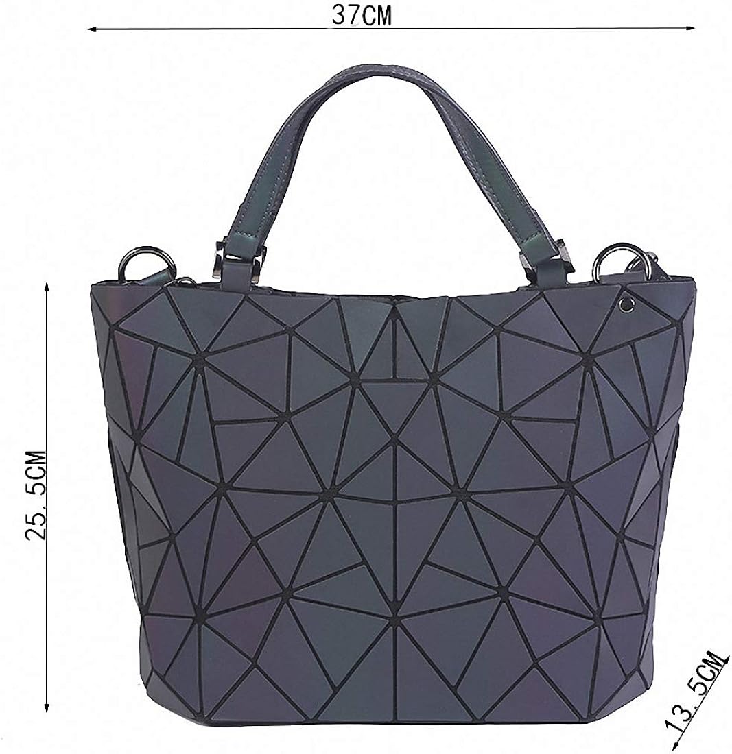 Ulalaza Geometric Luminous Tote Bag Holographich Purses and Handbags Flash Reflactive Crossbody Bag for Women - Image 3