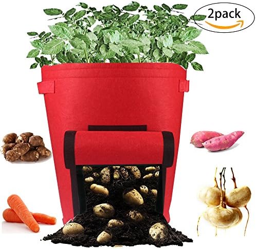Casolly Potato Grow Bags 10 Gallon Garden BagsWith Handles - Red,2 Pack