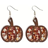 Thanksgiving Pumpkin Earrings Leopard Bow Dangle Earrings for Women Fall Drop Earring Trendy Dainty Earring Thanksgiving Jewelry Accessories for Party Holiday Outfits Trendy Jewelry Gifts