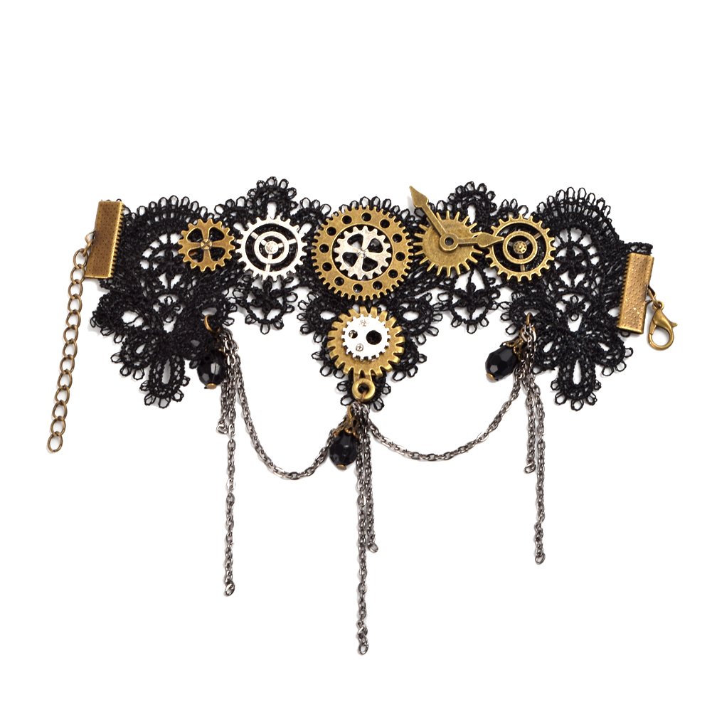 BLESSUME Steampunk Bracelet Gear Victorian Lace Accessories (D)…