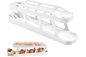 URBAMERICAN Rolling Egg Dispenser For Refrigerator, Egg Holder Space Saving Automatic Egg Storage Container Organizer For Refrigerator Kichen Cabinet