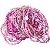 Soyzvteo 17Pcs Elastic Beaded Bracelets Bohemian Stackable Beaded Stretch Bracelets Colorful Boho Beach Bracelet Set Rainbow Handmade Seed Beach Bracelet Jewelry