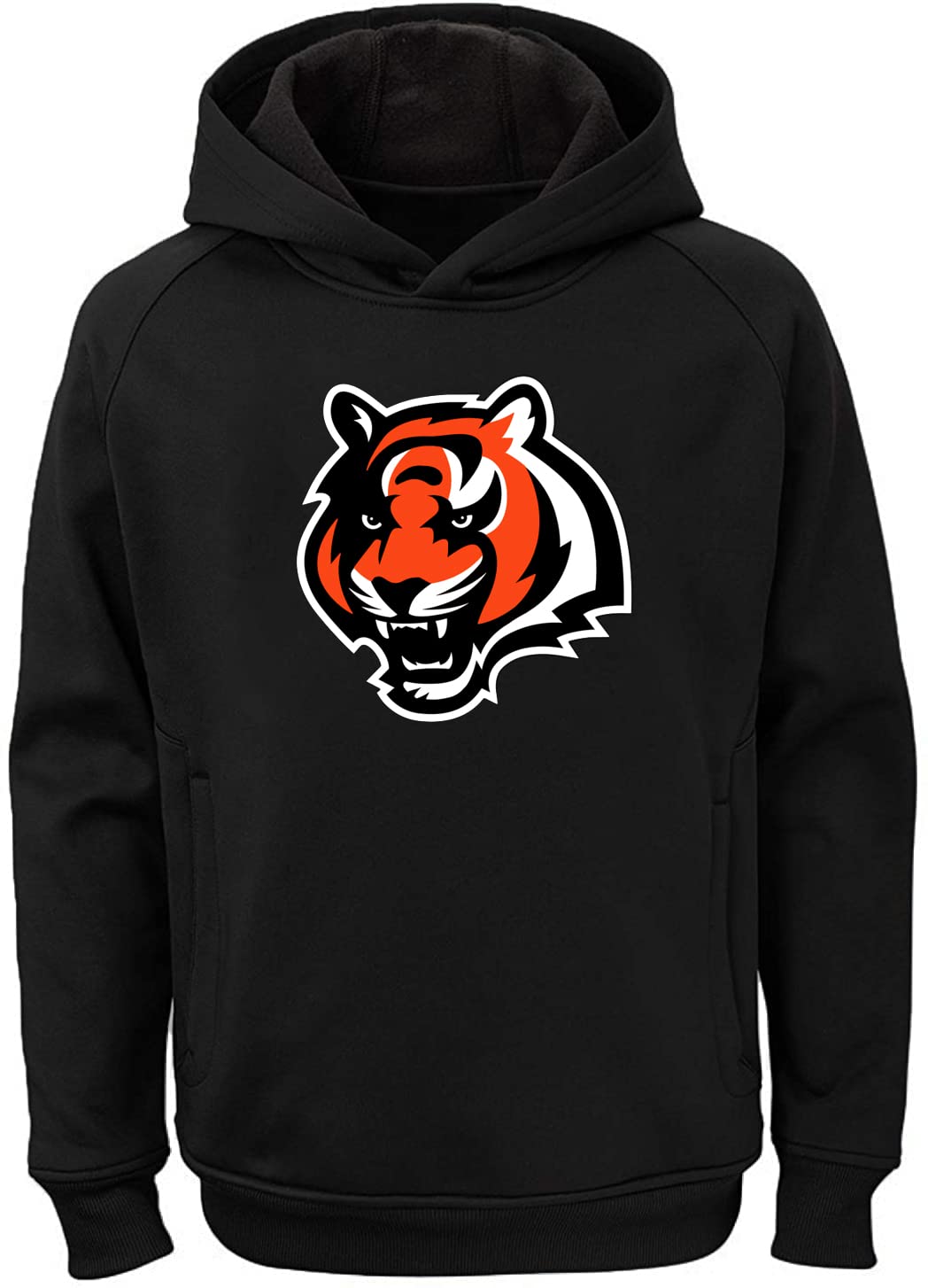 Outerstuff NFL Kids Youth 8-20 Team Color Alternate Polyester Performance Primary Logo Pullover Sweater Sweatshirt Hoodie - Cincinnati Bengals Black - Medium 10-12 Image