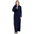 Artfasion Womens Robe Long Zipper Front Hooded Full Length Housecoat Sleepwear for Ladies