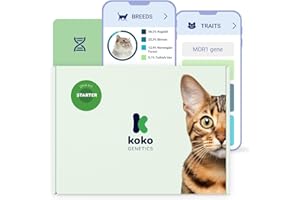 Koko Genetics Starter DNA Test for Cats, Analyzes & Identifies 40+ Breeds and Offers 46+ Genetic Traits and Ancestry Reports, Lifetime Updates Included