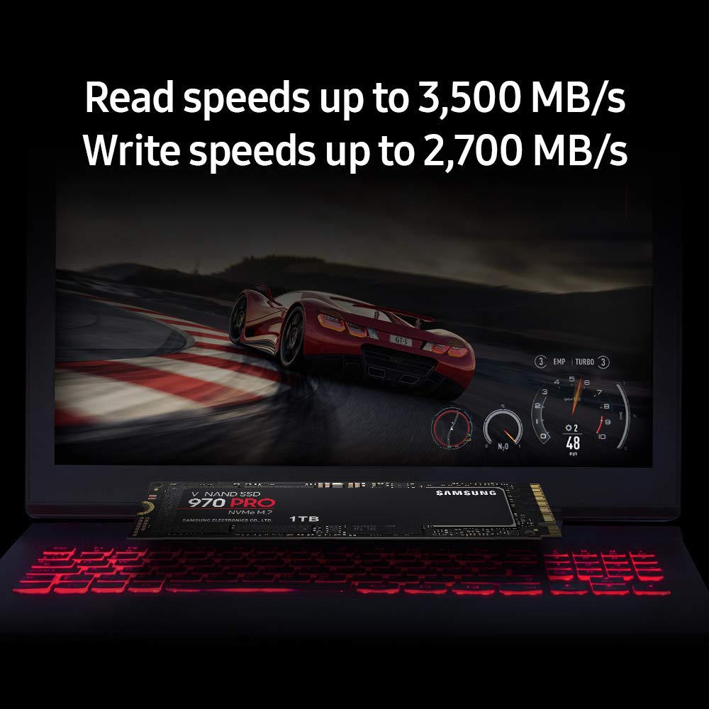 Samsung 970 PRO SSD 1TB - M.2 NVMe Interface Internal Solid State Drive with V-NAND Technology (MZ-V7P1T0BW) Black/Red