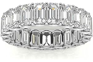 GENERIC Love Band Excellent Emerald Brilliant Cut 3.25 Carat, Moissanite Diamond Promise Band, Prong Set, Eternity Sterling Silver Band, Valentine's Day Jewelry Gift, Customized Ring For Her