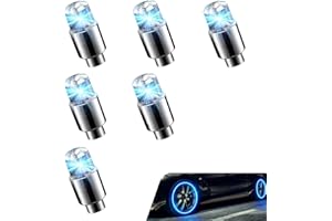 Cuymoap 6 PCS Car Tire Valve Stem Cap Light, LED Tire Valve Light, Waterproof Flash Neon Bulb, for Car Bike Motorcycle (Blue)