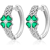 Talonior Shamrock Earrings Stud St Patricks Day Earrings for Women Sterling Silver Four Leaf Clover Celtic Good Lucky Irish Gifts