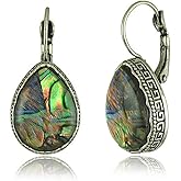 QLYOVWE Handmade Teardrop Abalone Shell Earrings for Women Vintage Colorful Teardrop Earrings Unique Boho Natural Shell Jewelry Gifts for Birthday Mothers Day