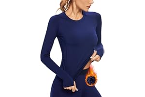 Witkey Womens Thermal Shirts Cold Weather Fleece Lined Base Layer Top Long Sleeve Warm Slim Fit Undershirt Quick Dry