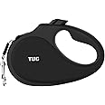 TUG Tiny 360° Tangle-Free Retractable Dog Leash with Anti-Slip Handle | 10 ft Nylon Tape | One-Handed Brake, Pause, Lock (Black/Grey)