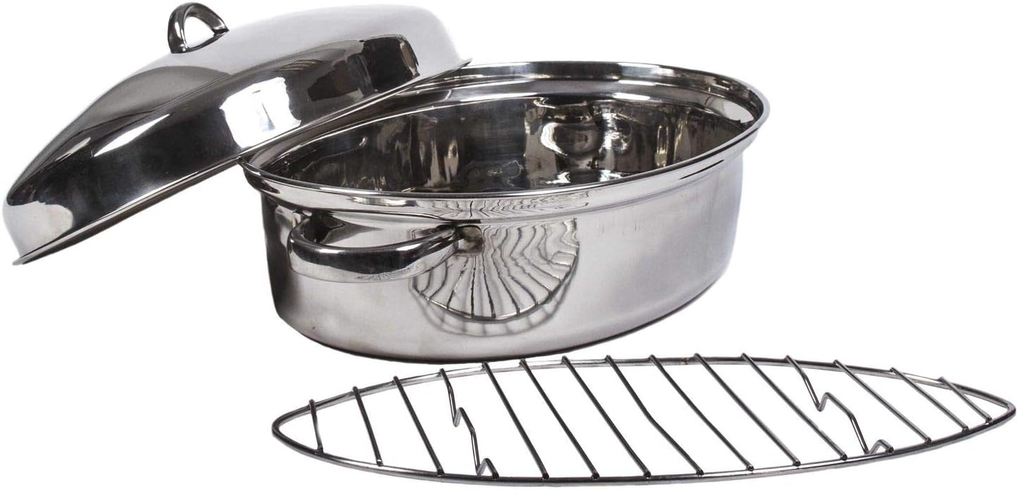 Food Grade Stainless Steel Top Roast 16 Inch Oval Roaster Pan with Lid