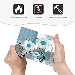 Flower Daisy Floral Teal Gray Abstract 3 Gang Light