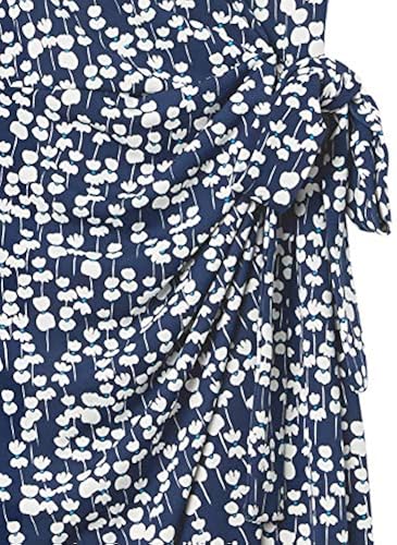 Amazon Brand - Lark & Ro Women's Classic Cap Sleeve V-Neck Compact Matte  Jersey Wrap Dress, Navy White Mini Floral , Medium in Kenya | Whizz Wear to  Work