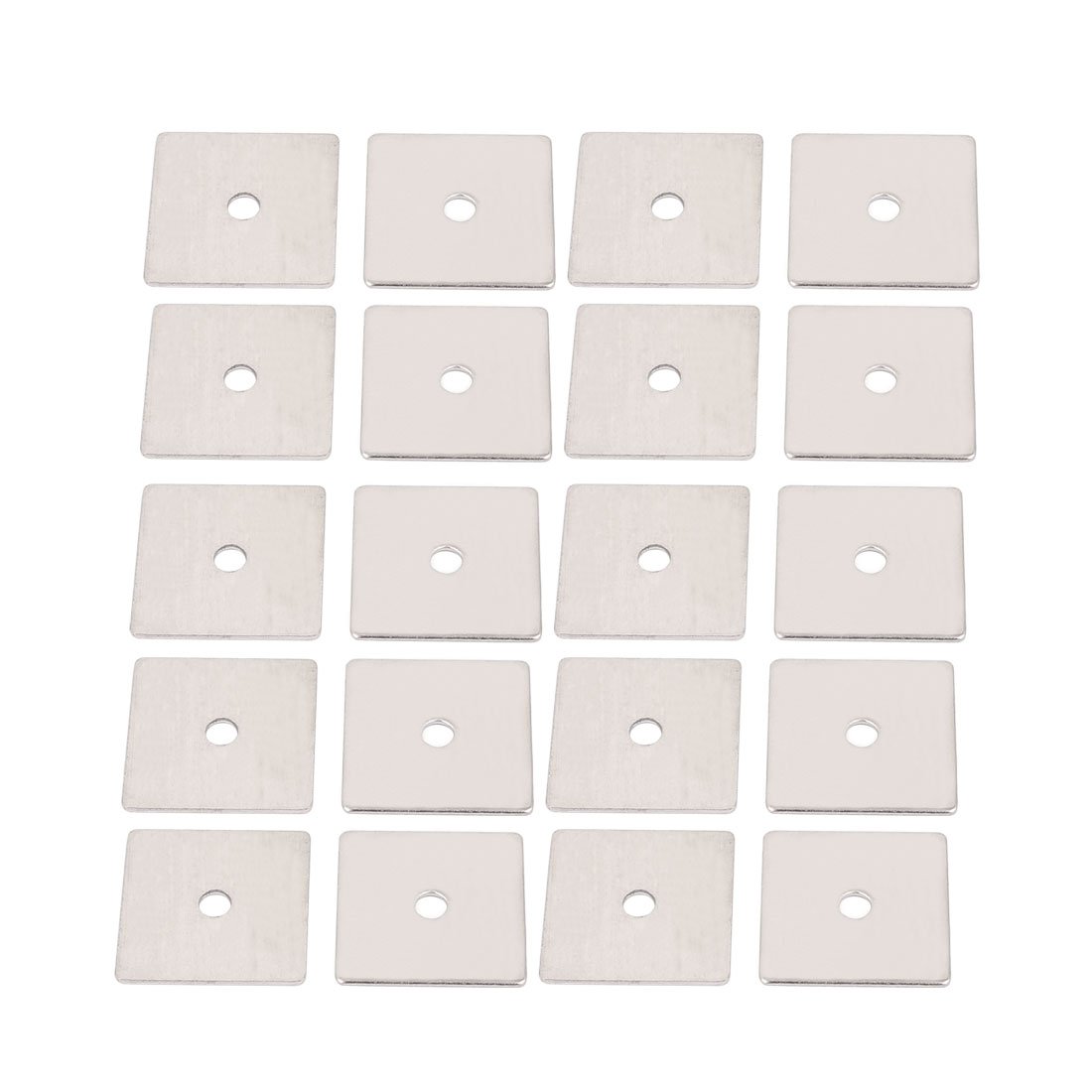 Sourcingmap M4 x 20mm Square Stainless Steel Flat Repair Plate Silver Tone 20pcs
