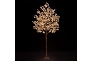 TYBEEU 6ft Lighted Baby's Breath Tree with 184 Warm White LED Lights for Holiday Decor - Dimmable, UL Certified, Waterproof - Ideal for Indoor and Outdoor Decoration