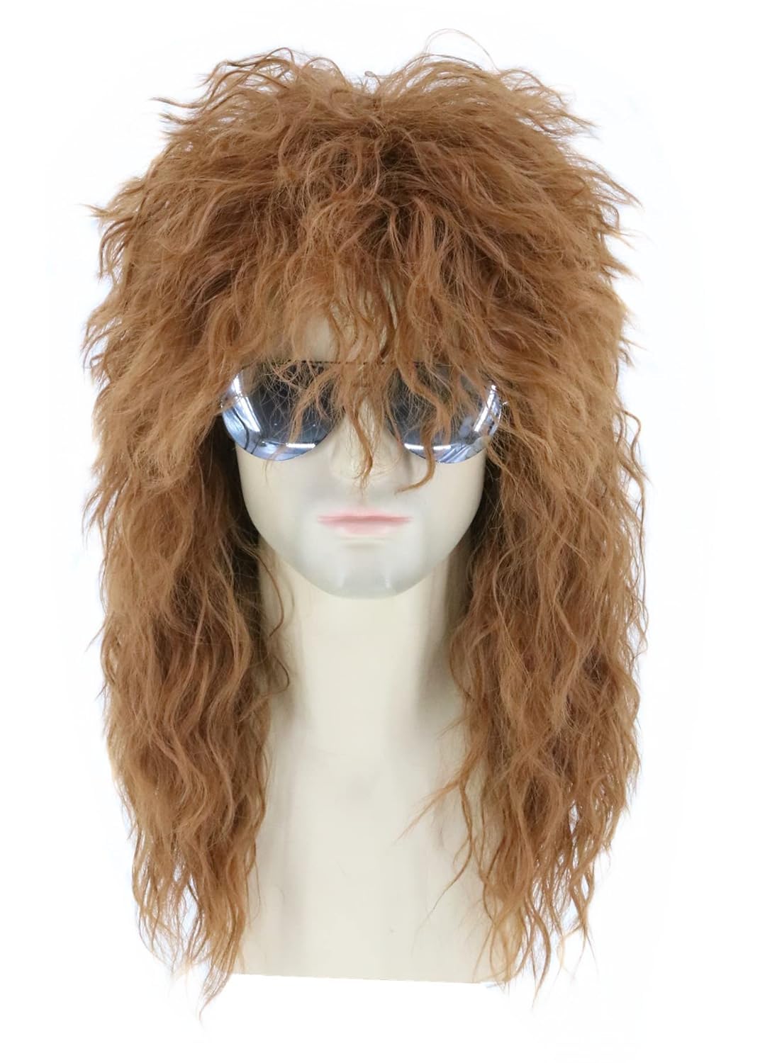 Topcosplay Mens 80s Mullet Wig - Black Curly Male Halloween Costume Punk Rocker Wig (Brown-30)