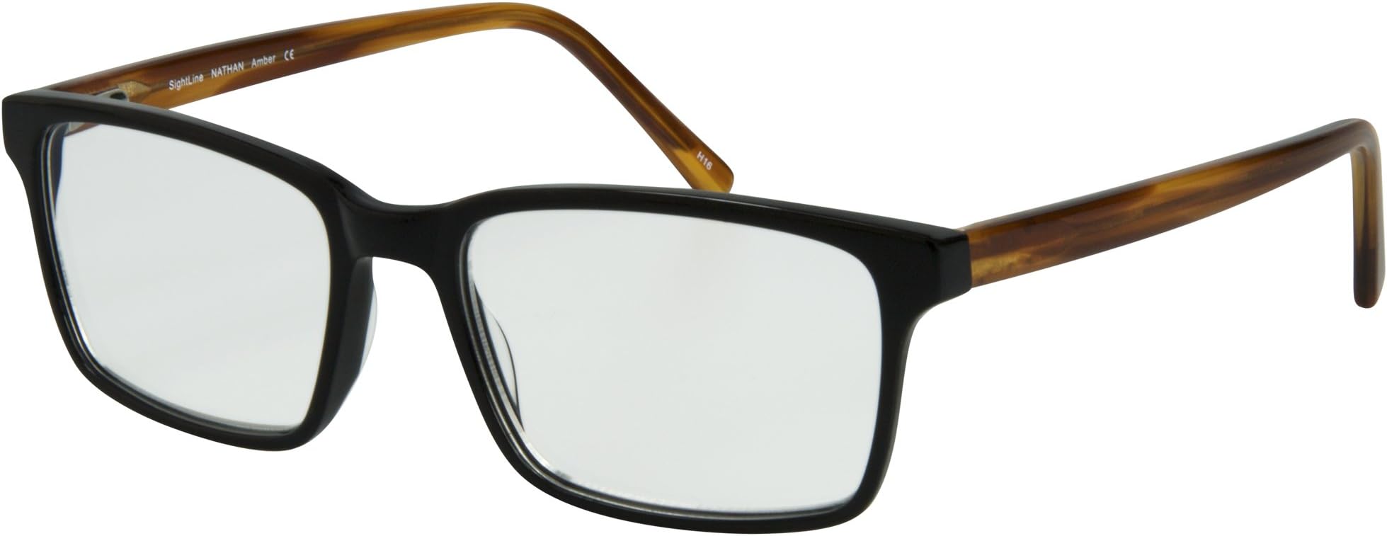 Sightline Nathan Handmade Multifocal Computer Reading Glasses. Full-Rim Designer Frame with Progressive Magnification Anti-Glare Coated Lenses (3.00, Amber)