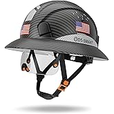 DS-SMAAT Full Brim Hard Hat with Visor, 6-Point Ratchet Suspension Safety Helmet, Superior Impact Head Protection, ANSI Z89.1 OSHA Approved Safety Helmet,Great for Men&Women
