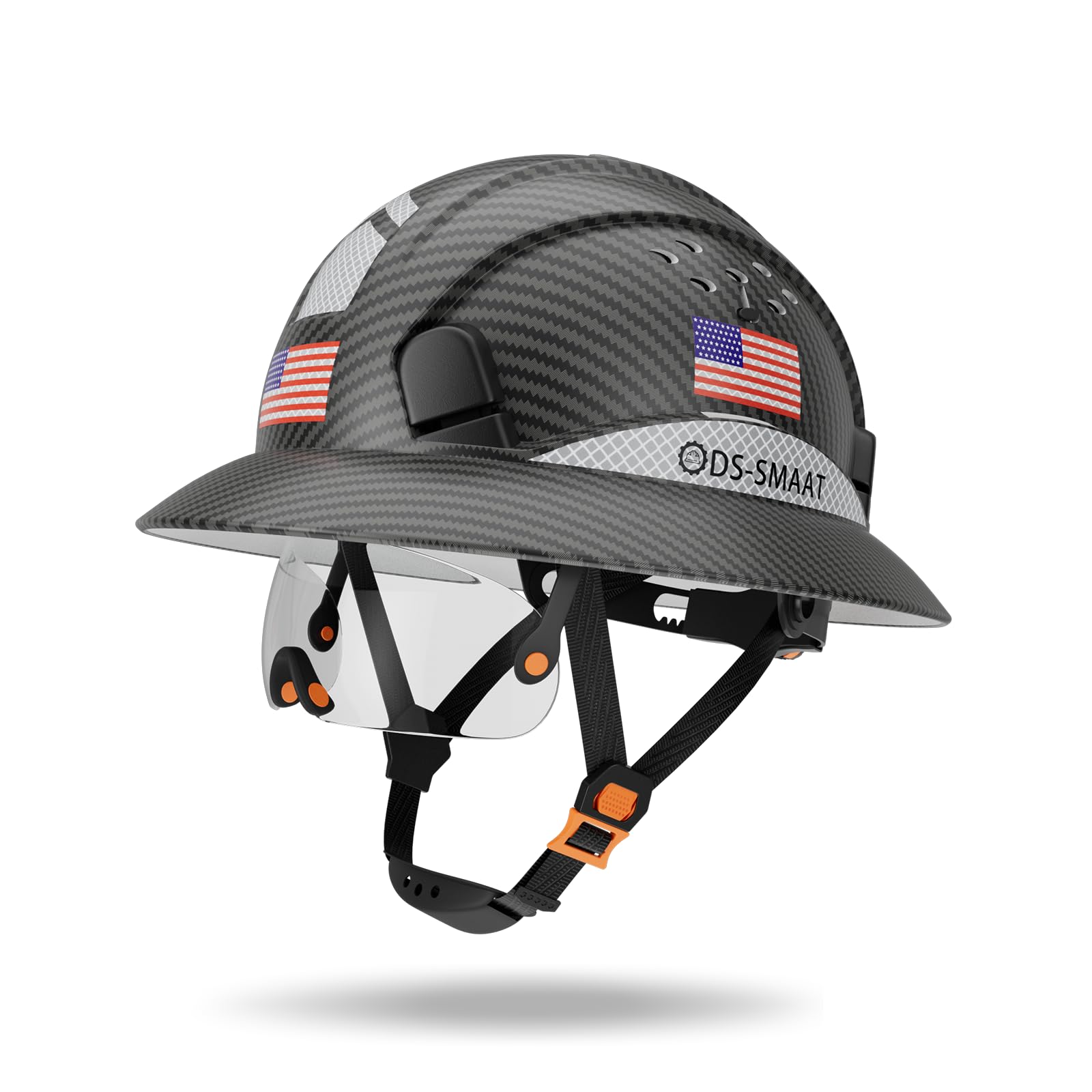 DS-SMAAT Full Brim Construction Hard Hat with Visor, 6-Point