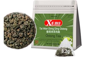 XIEJINJI Premium Oolong Tea, Taiwan Dongding Oolong TeaBags, 3.2g x 50 Count, High Mountain Tea, No Sugar & No Additives, Low-Caffeine, Eco-Conscious Tea Bags, Resealable Bag