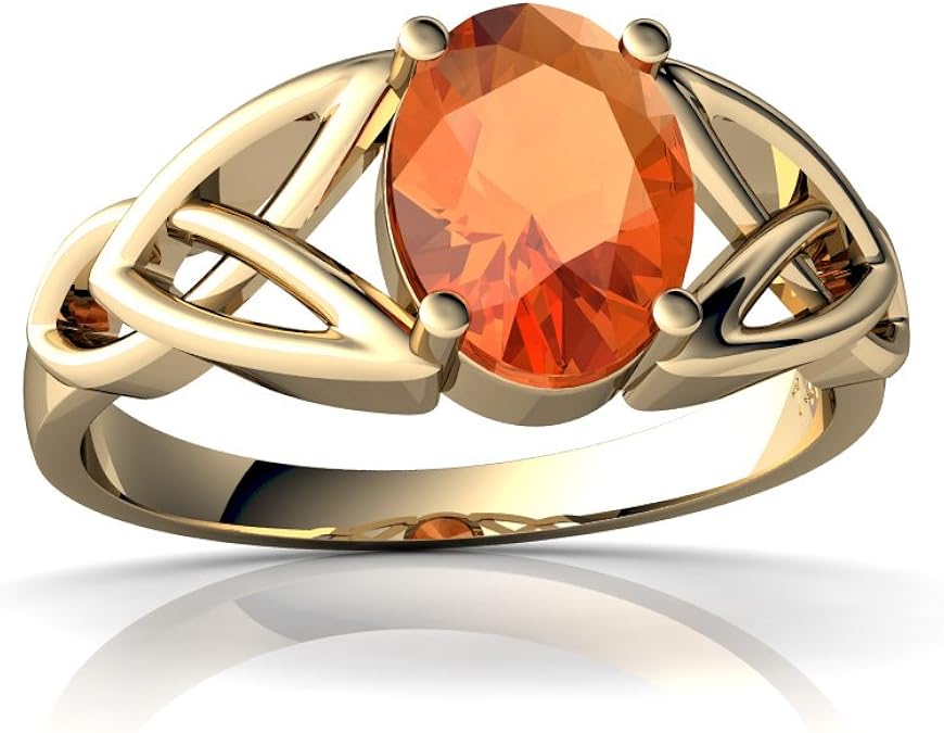 Genuine Fire Opal 14kt Yellow Gold celtic Ring Size 9 Jewels For Me