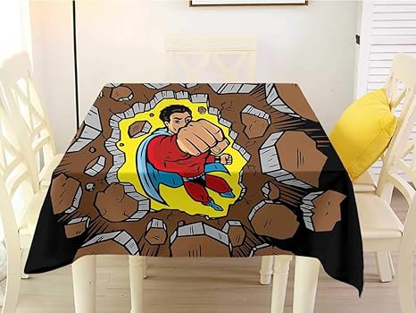 Amazon L Swow 正方形テーブルクロス ライナー スーパーヒーロー レトロ コミックブック 表現 ユーモア アイコン アニメ 叫び クラッシュポウ ヴィンテージデザイン マルチカラー パティオ 70 X 70 Inch テーブルクロス オンライン通販
