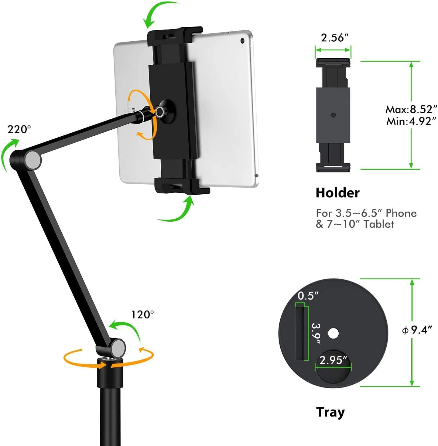 Thingy Club Tablet Floor Stand, Holder for iPad,Applicable to 3.5~6 inch Smart Phone and 7~10 inch Tablet Such as iPad - Image 4