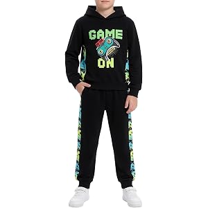 DISAUR Boys Sweatsuit Graphic Hoodie and Jogger Pants 2 Piece Set Size 5-14 | This hoodie and pants set blends soft stretch c