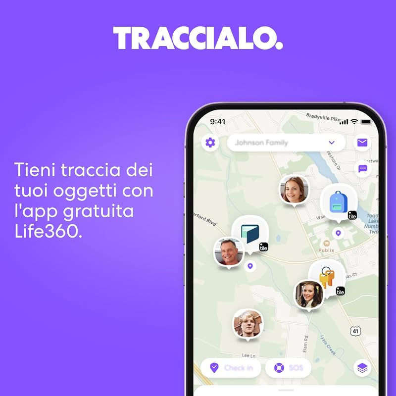 Tile Pro - Localizzatore, cerca oggetti e tracker Bluetooth per chiavi, borse e altro. Compatibile con iOS e Android. Trova telefono. Pacchetto da 4 (Nero/Bianco)