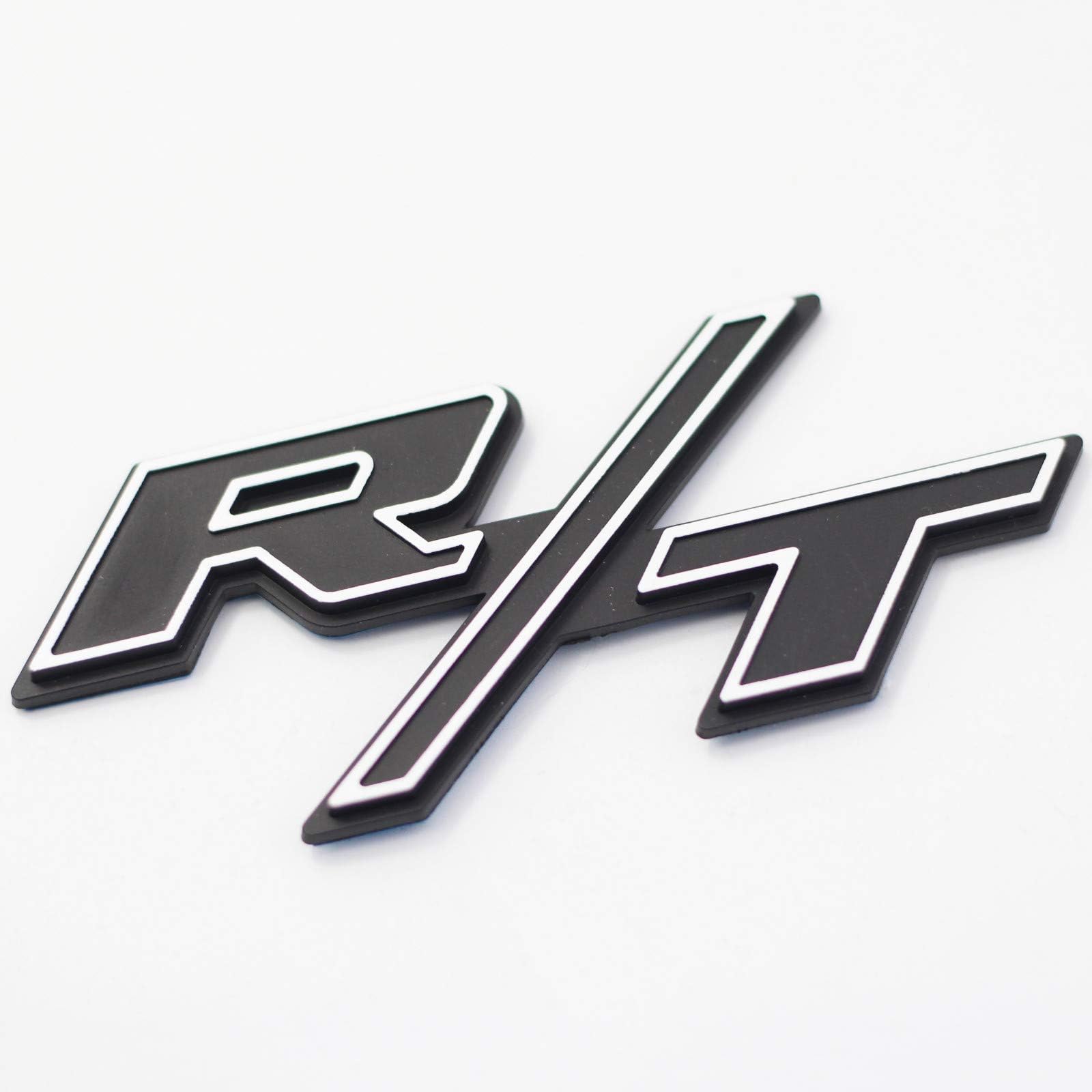 Btopars Black with White R/T RT Side Fender Trunk Hatch Emblem Badge Sticker for Dodge Challenger Charger Ram Avenge