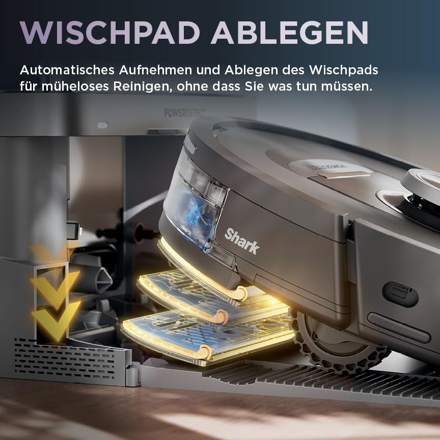 Shark PowerDetect 2-in-1 Saugroboter & Wischroboter, NeverTouch Pro 60-Tage-Selbstentleerung, selbständiges Nachfüllen, 3D-/ LiDAR-Navigation, NeverStuck, App-Steuerung, Schwarz RV2800YEEU 7
