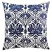 Slow Cow Embroidery Throw Pillow Cover Geometric Rose Navy Decorative Cushion Cover for Sofa 18x18 Inches