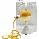 Automatic Orange Peeler Profesional Peels 3 Fruits/Vegetables Per Minute Electric Apple/Orange/Potato Peeler Rust-Resistant, Easy Cleanup, Plastic &amp; Stainless Steel, White (White Professional)
